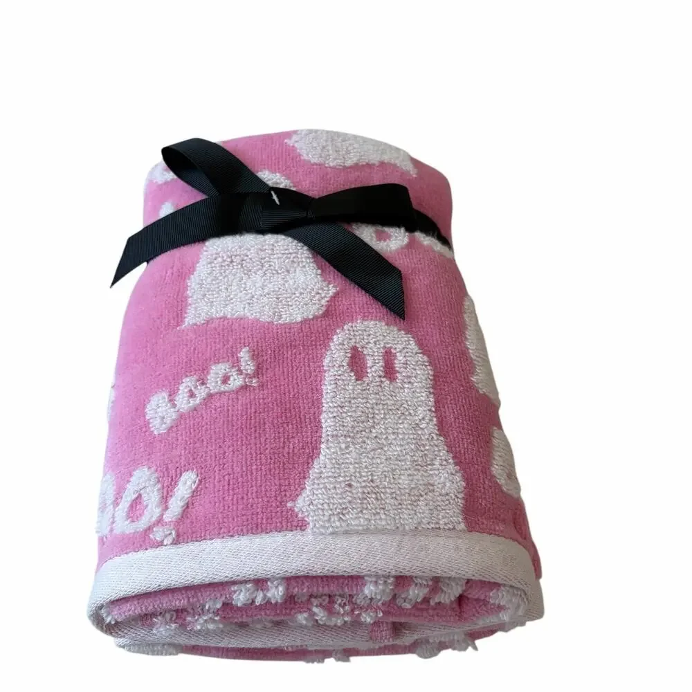 NEW Kassafina Pink Ghost Hand Towels 2pc 100% Cotton Viral Halloween Boo